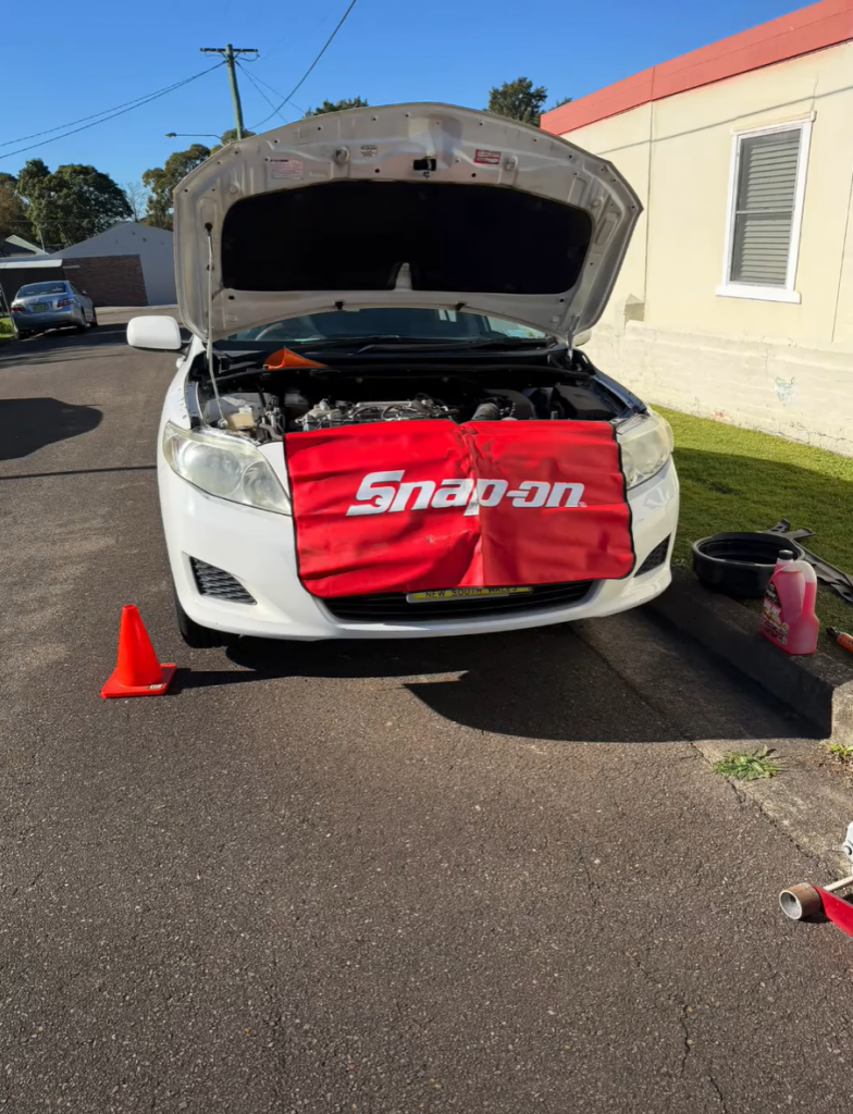 Mobile eSafety check in progress on a Toyota Corolla in Parramatta